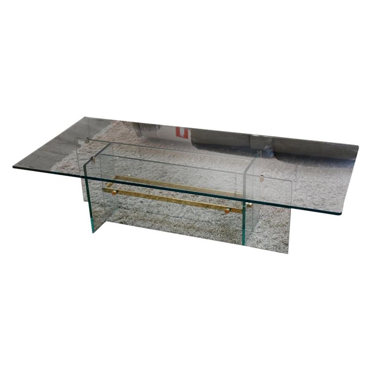 Table De Salon Verre Et Laiton Circa 1960