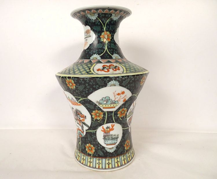 Chinese vase Porcelain Characters Horses General Flowers China Early XXth century