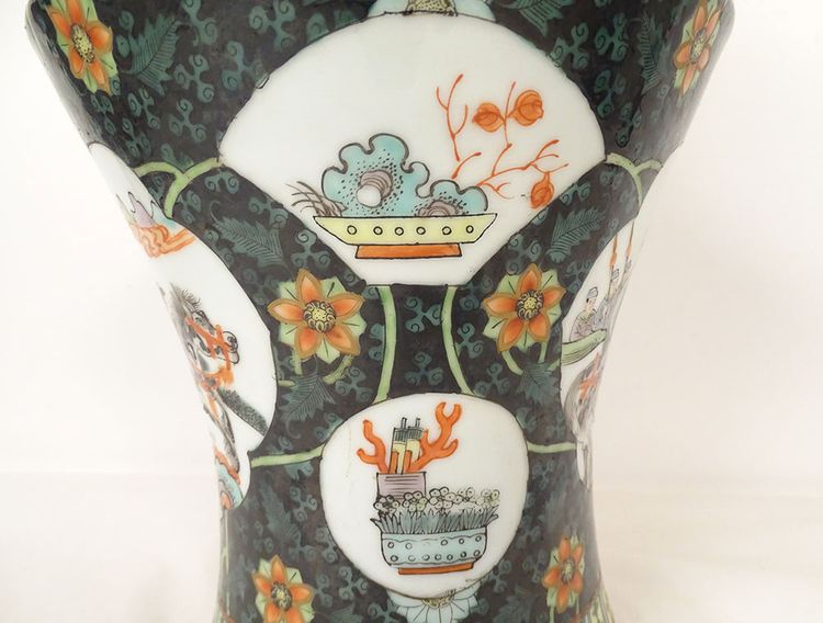 Chinese vase Porcelain Characters Horses General Flowers China Early XXth century