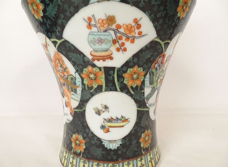 Chinese vase Porcelain Characters Horses General Flowers China Early XXth century