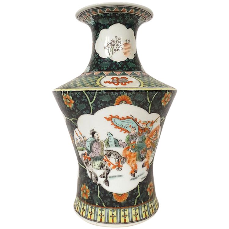 Chinese vase Porcelain Characters Horses General Flowers China Early XXth century