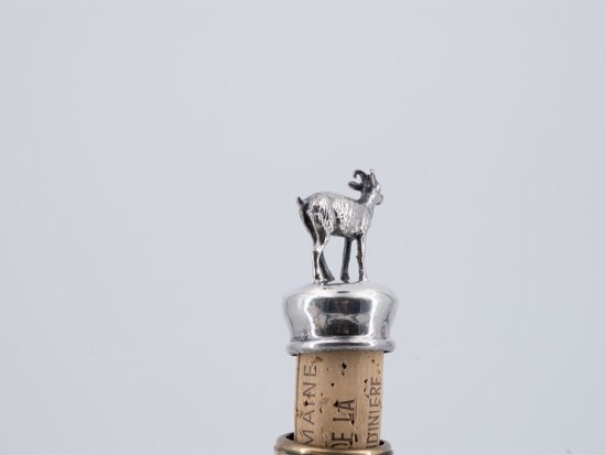 Bouchon De Bouteille Orné En Argent Massif, XIXe Siècle