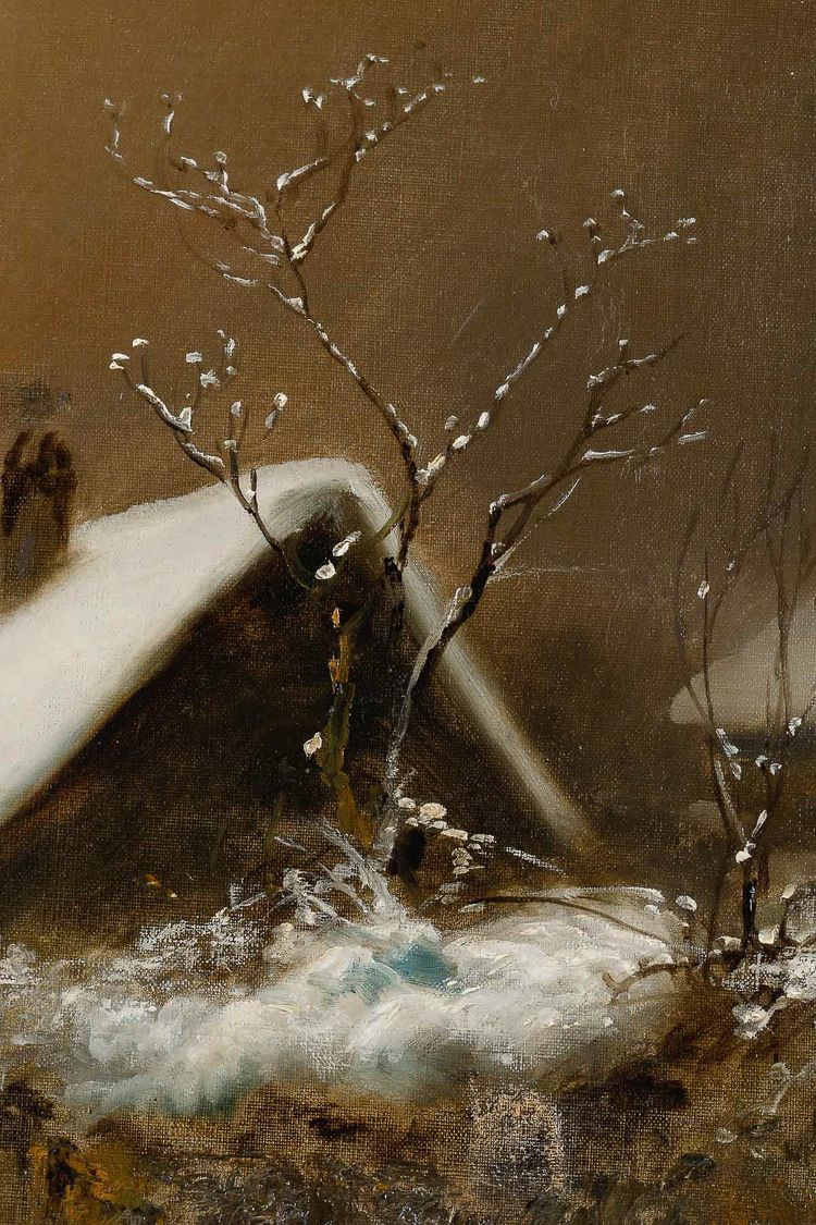 Théodore Levigne (1848-1912) Dorf im Schnee Öl auf Leinwand Ende des 19. Jahrhunderts