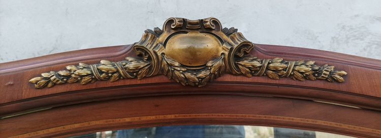Louis XVI 2-section sideboard in mahogany veneer and precious wood marquetry