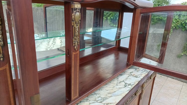 Louis XVI 2-section sideboard in mahogany veneer and precious wood marquetry