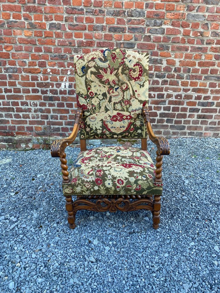 Sessel Im Louis XIII-Stil Aus Eiche Circa 1900/1930