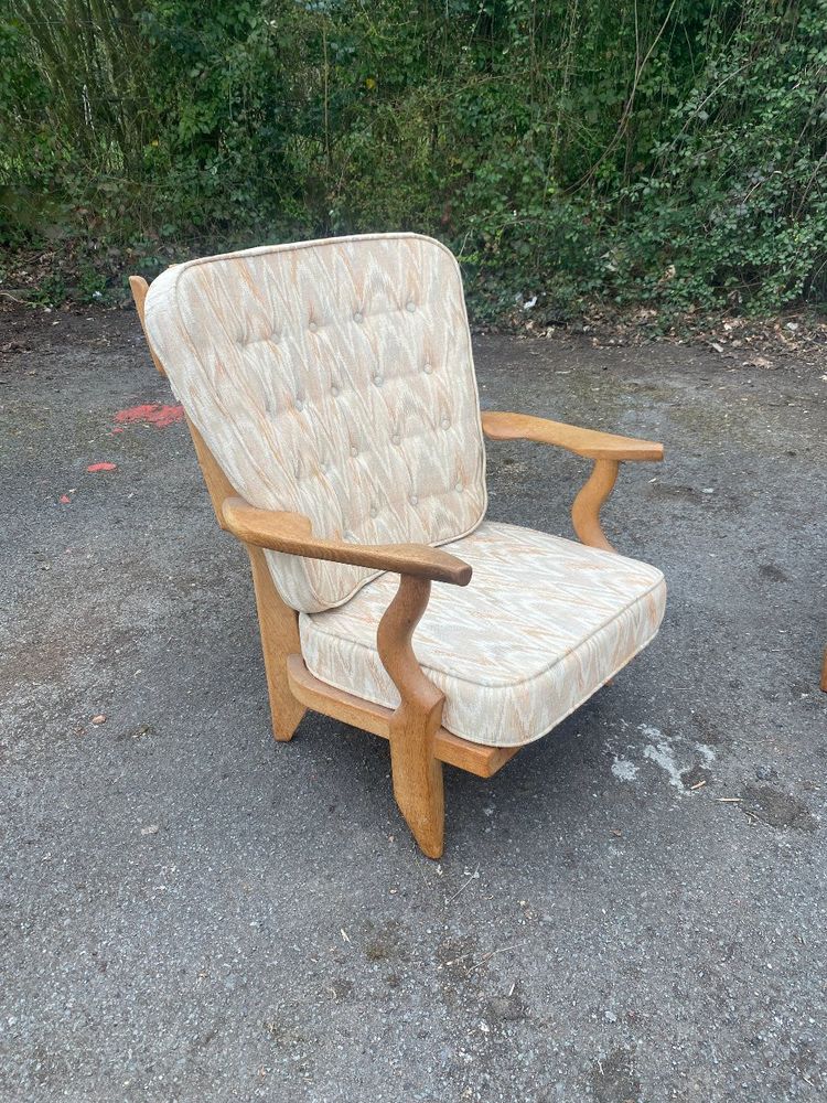 Guillerme Et Chambron , Paire De Fauteuils S En Chêne , Edition Votre Maison, Circa 1970