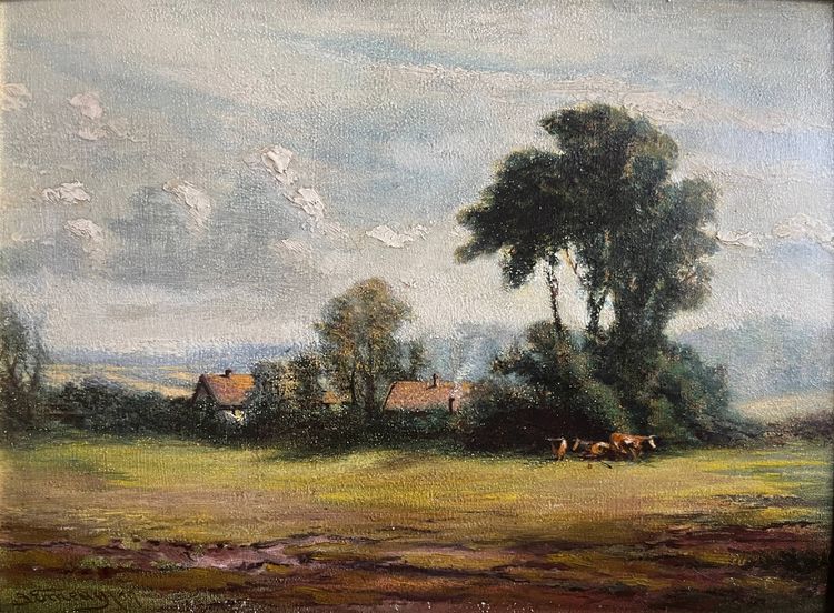Tableau HSP James EMERY (1819-1899) Campagne Angleterre Fudbury Cornard