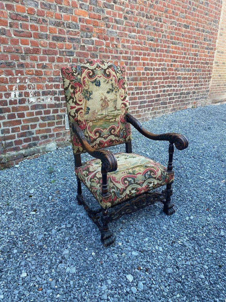Eichenholz-Sessel im Stil Louis XIII, ca. 1900/1930