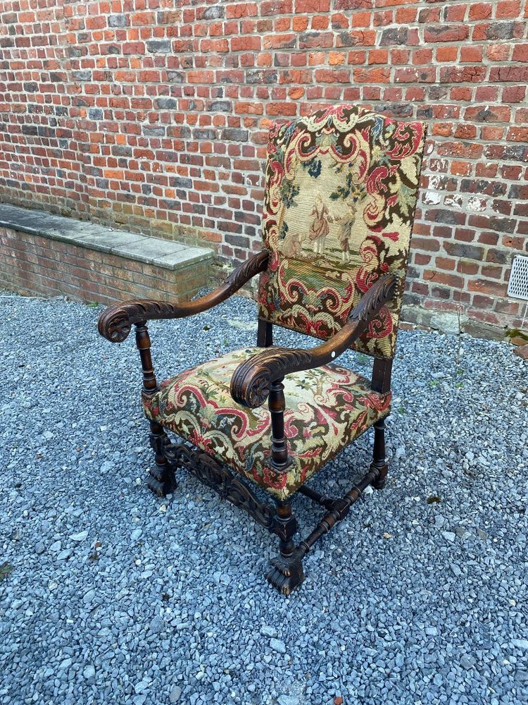 Eichenholz-Sessel im Stil Louis XIII, ca. 1900/1930