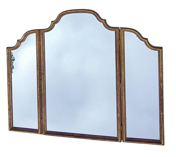 Ancien grand miroir triptyque doré 