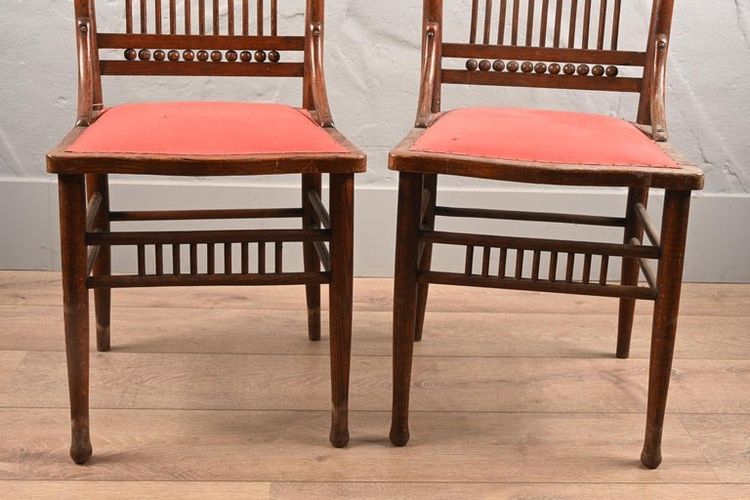 Pair of Large Oak Chairs, Thonet Type, Austria, 19th Century