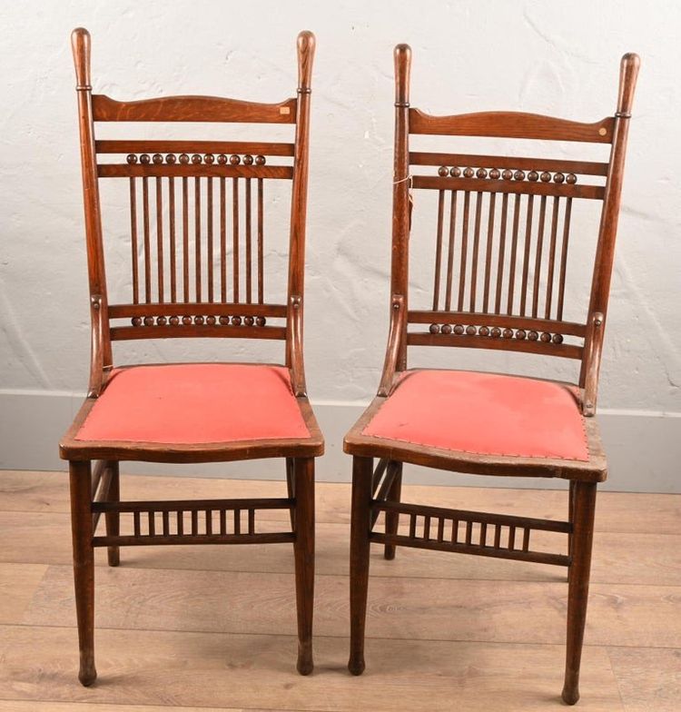 Pair of Large Oak Chairs, Thonet Type, Austria, 19th Century
