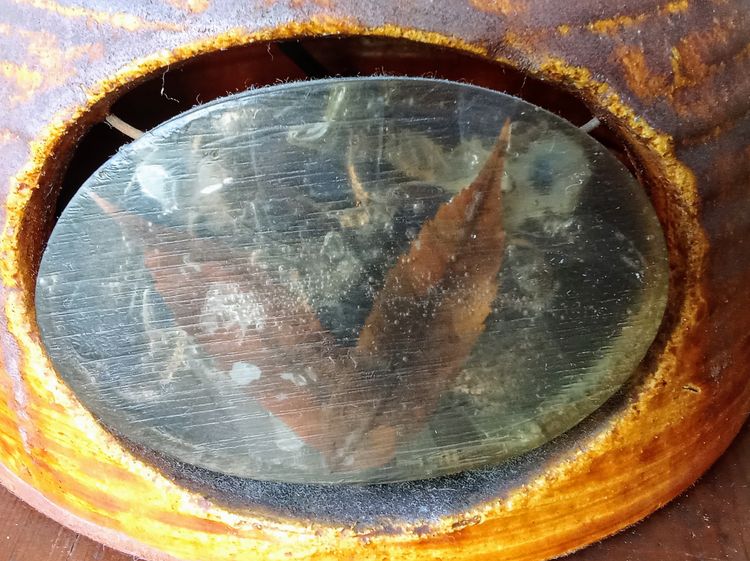 Ancienne Lampe Accolay abat jour inclusion résine/années 1960