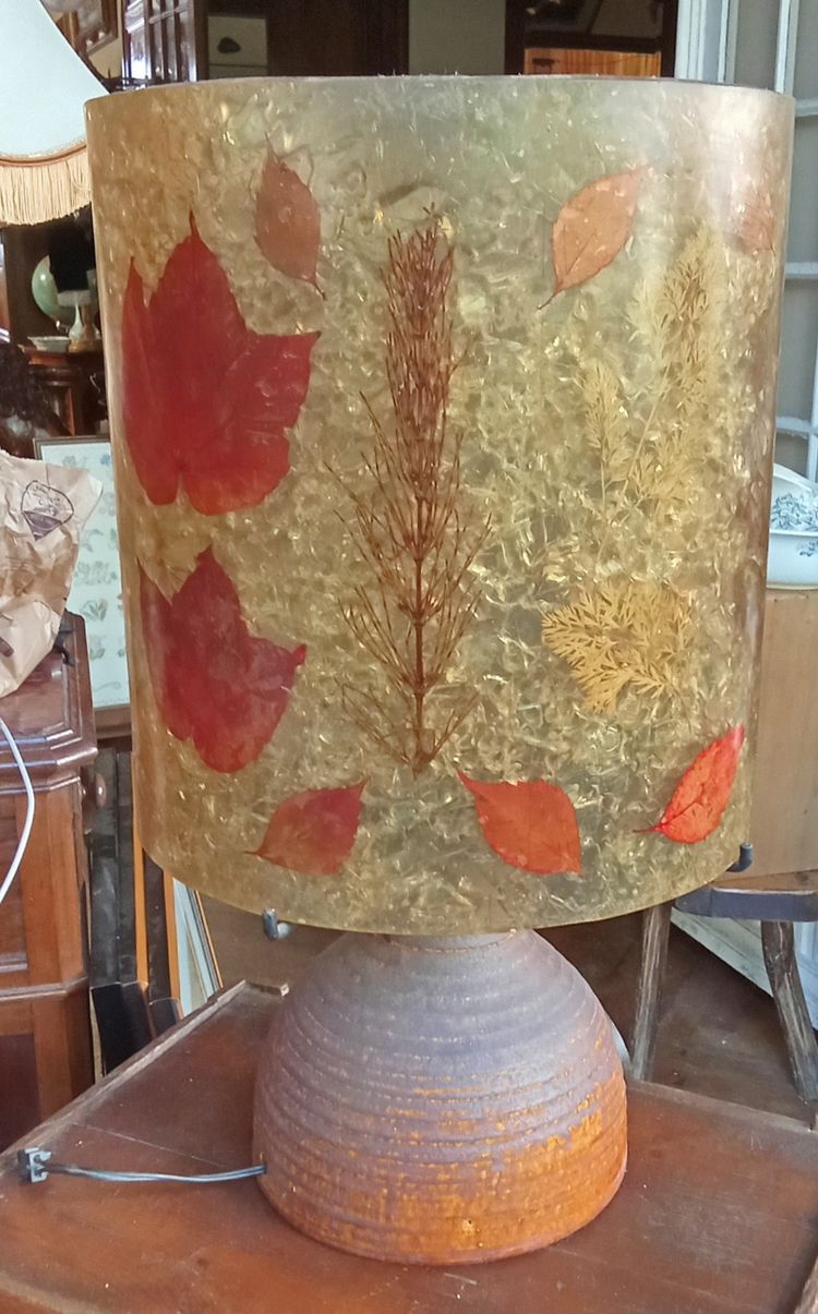 Ancienne Lampe Accolay abat jour inclusion résine/années 1960