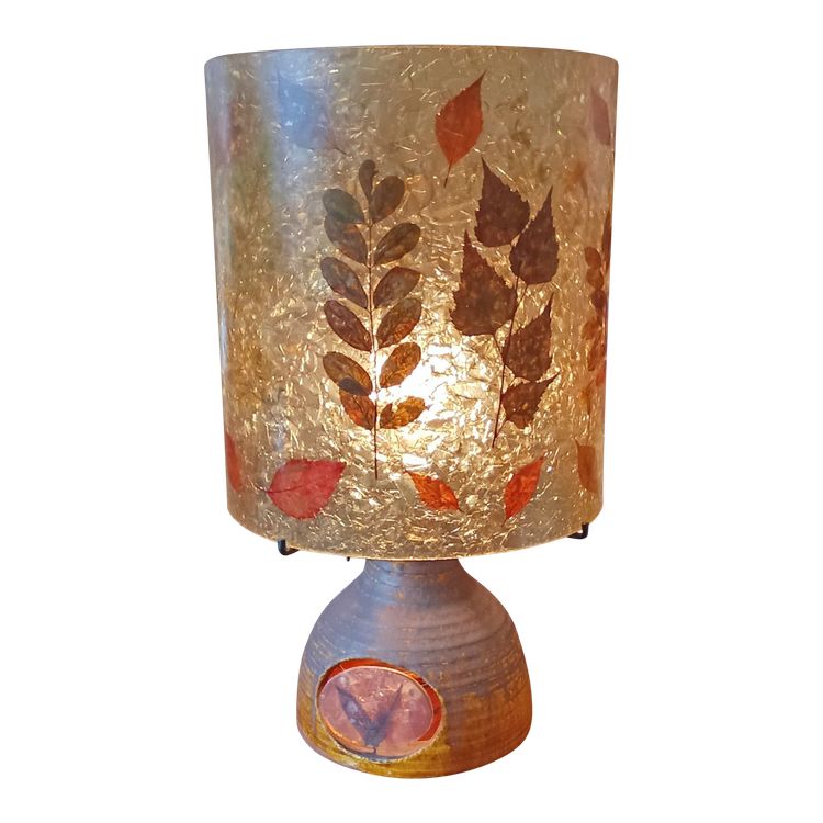 Ancienne Lampe Accolay abat jour inclusion résine/années 1960