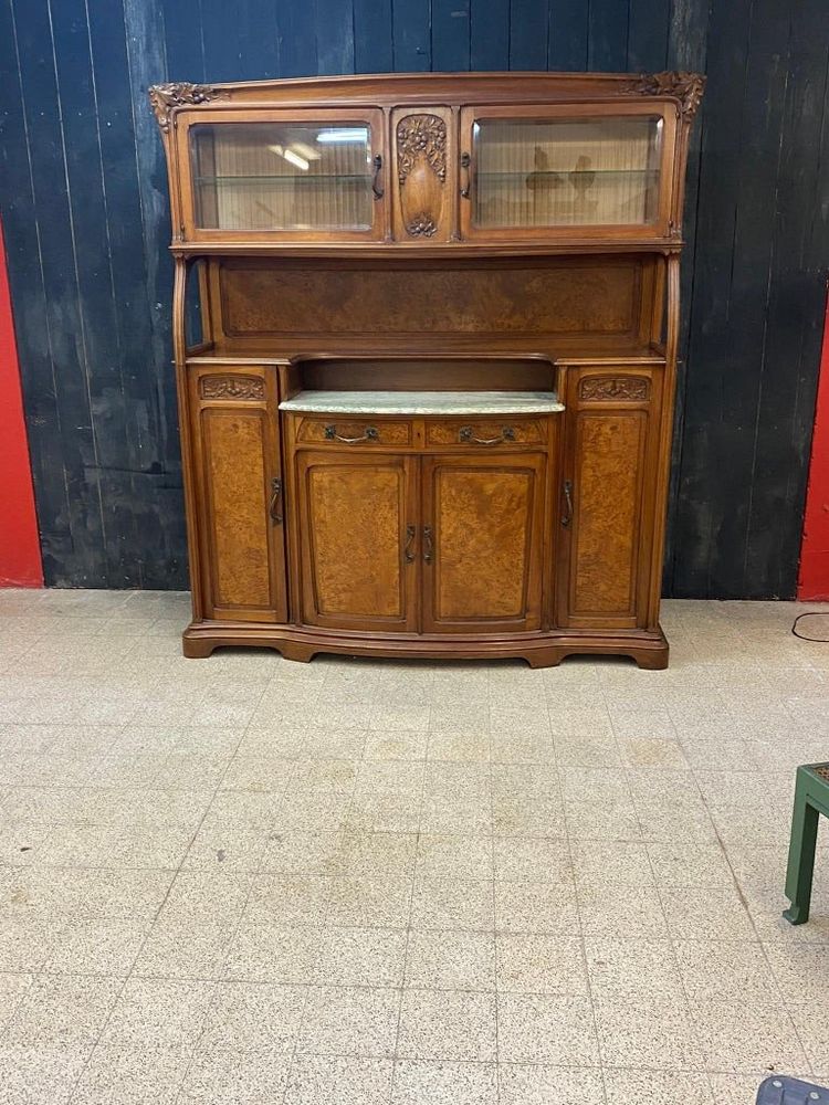 Gauthier-poinsignon & Cie , Großes Jugendstil-Buffet Aus Mahagoni Und Ulmenholz Circa 1900