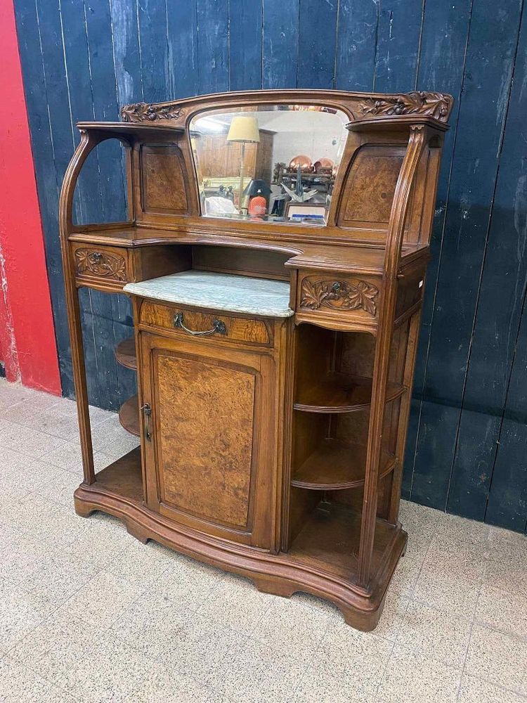 Gauthier-poinsignon & Cie , Art Nouveau Mahogany And Elm Burr Sideboard Circa 1900