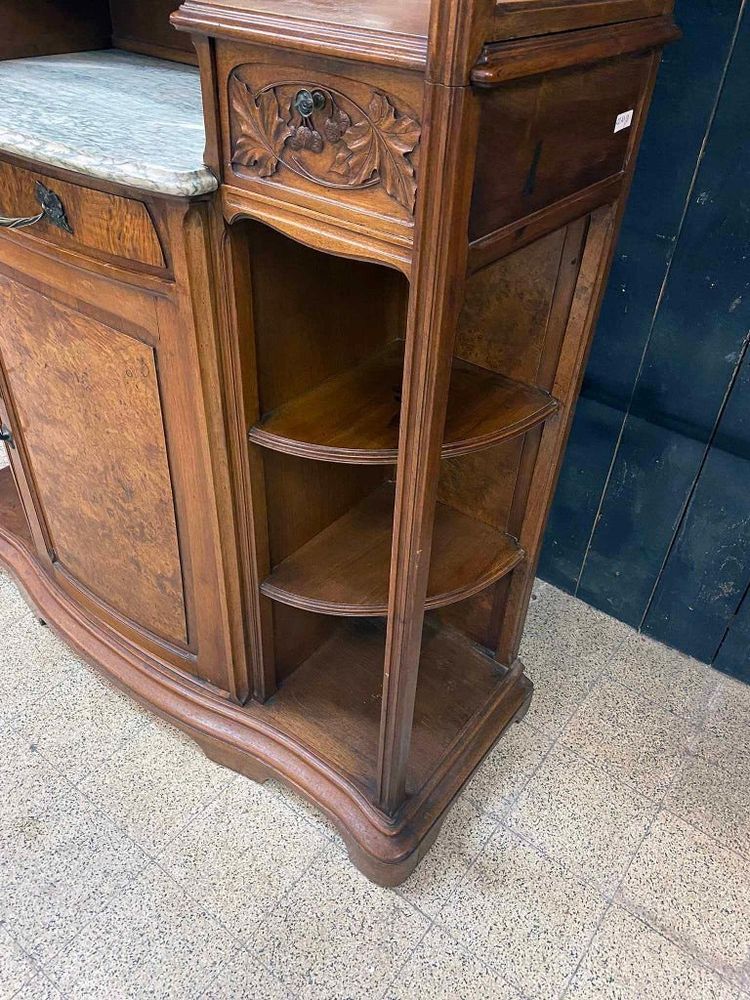 Gauthier-poinsignon & Cie , Art Nouveau Mahogany And Elm Burr Sideboard Circa 1900