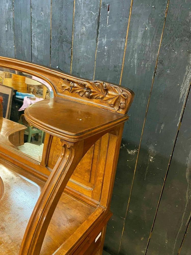 Gauthier-poinsignon & Cie , Art Nouveau Mahogany And Elm Burr Sideboard Circa 1900