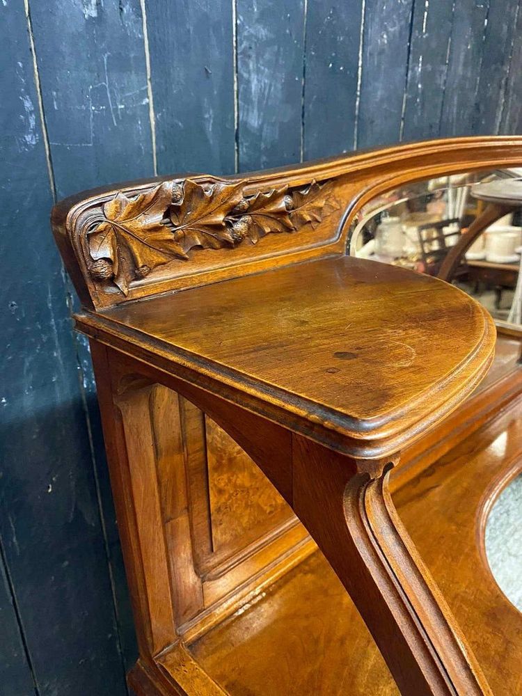 Gauthier-poinsignon & Cie , Art Nouveau Mahogany And Elm Burr Sideboard Circa 1900