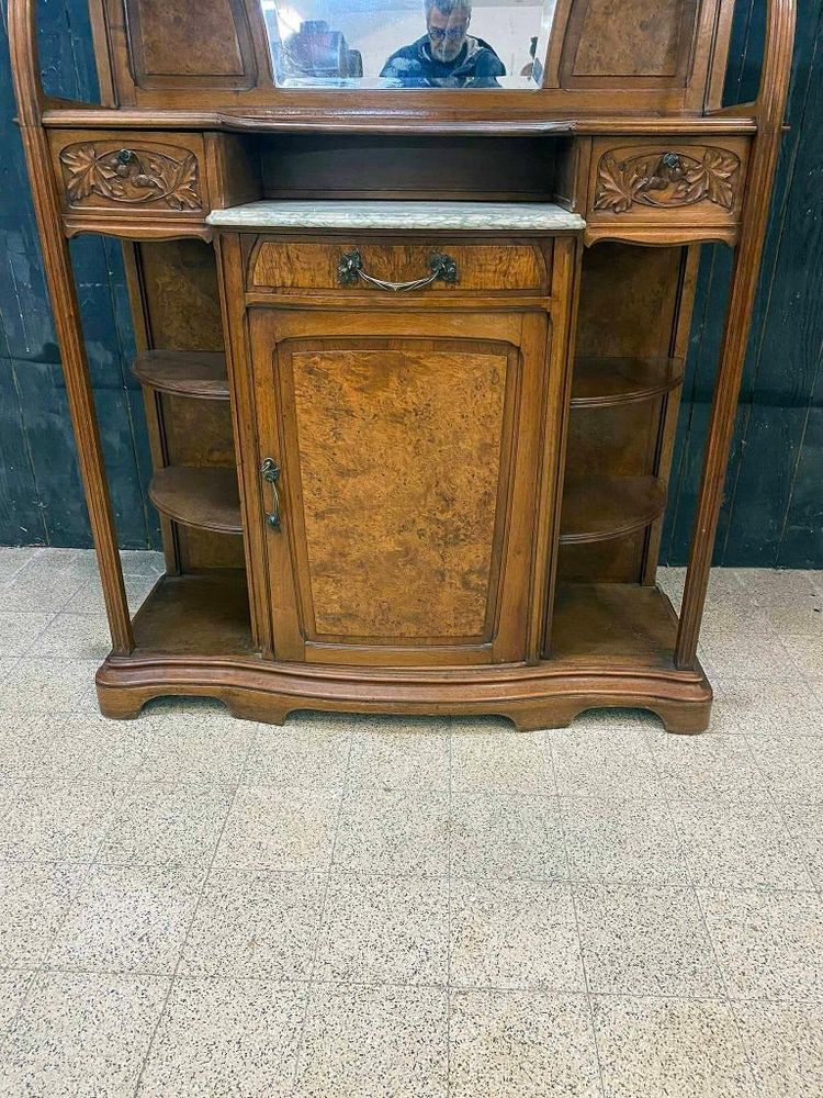 Gauthier-poinsignon & Cie , Art Nouveau Mahogany And Elm Burr Sideboard Circa 1900