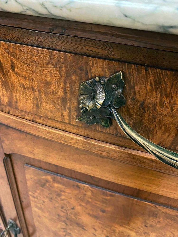 Gauthier-poinsignon & Cie , Art Nouveau Mahogany And Elm Burr Sideboard Circa 1900