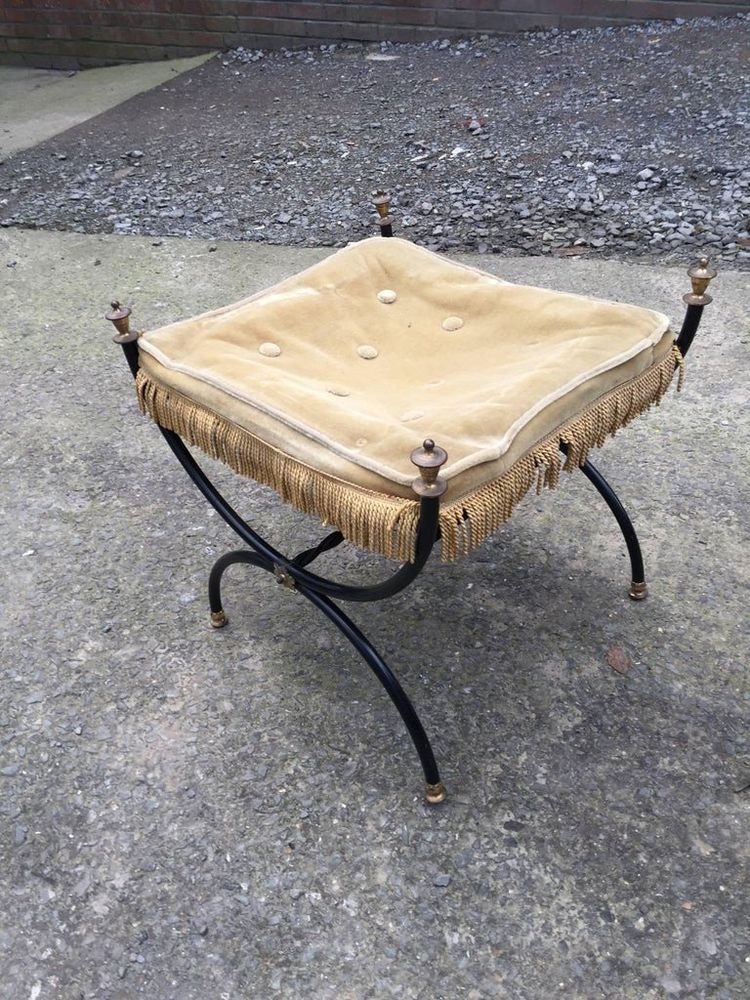 Tabouret Curule En Métal Laqué Circa 1950/1960