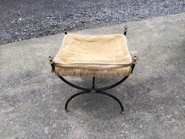 Tabouret Curule En Métal Laqué Circa 1950/1960