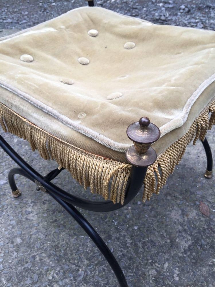 Tabouret Curule En Métal Laqué Circa 1950/1960