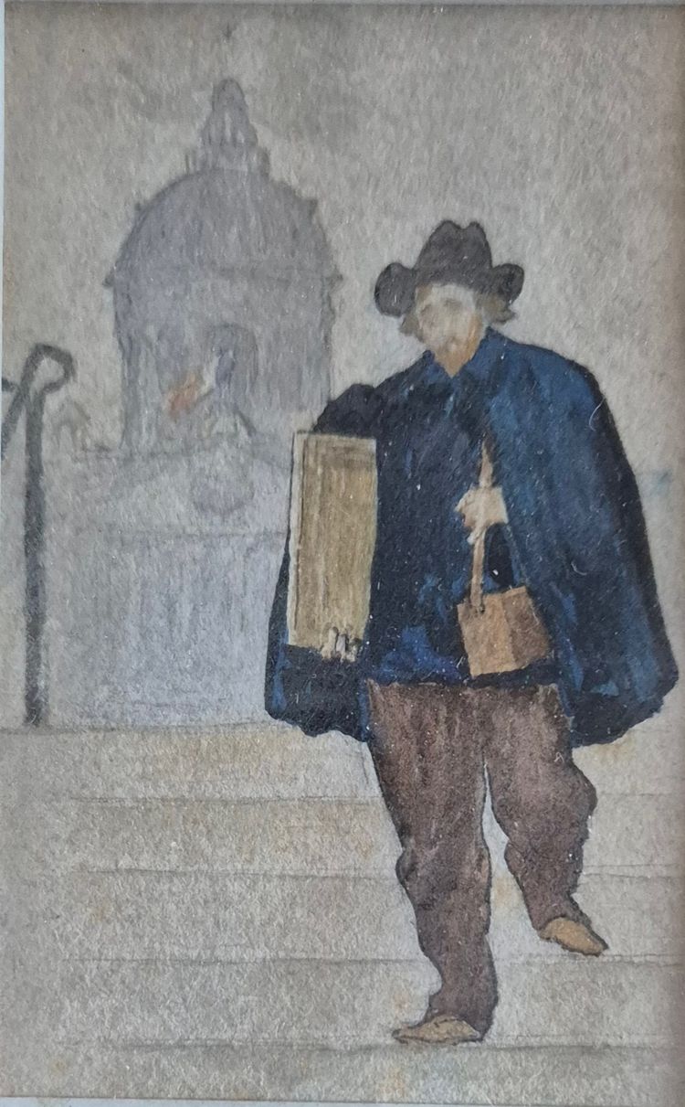 11 piccoli acquerelli con scene di vita parigina della fine del XIX secolo
