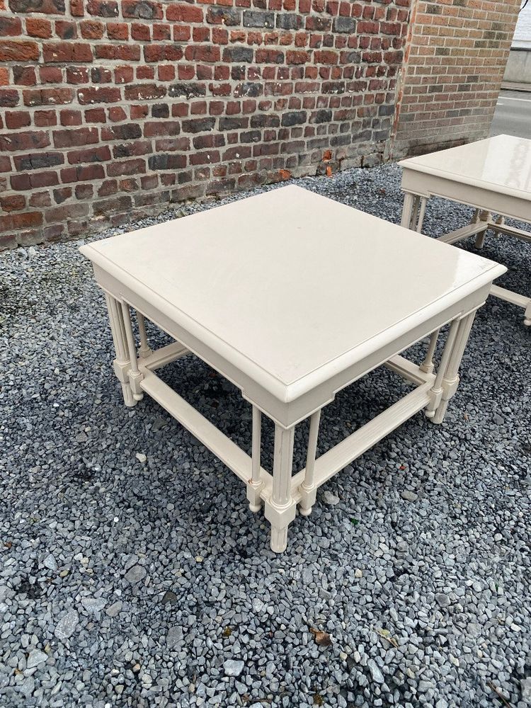 Paire De Grandes Tables d'Appoint En Bois Laqué De Style Néo Classique, Maison Et Jardin, 1970