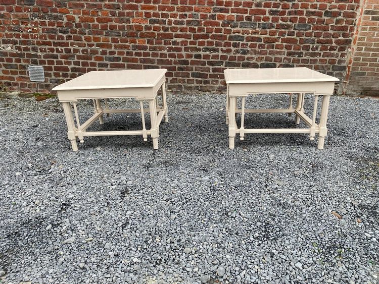 Paire De Grandes Tables d'Appoint En Bois Laqué De Style Néo Classique, Maison Et Jardin, 1970