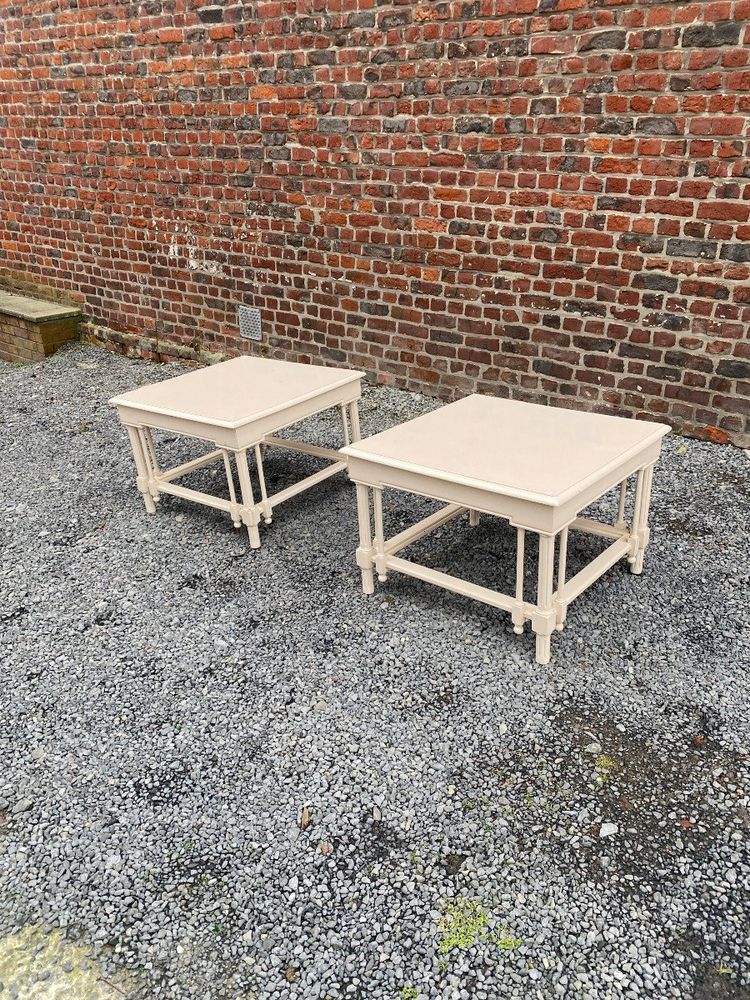 Paire De Grandes Tables d'Appoint En Bois Laqué De Style Néo Classique, Maison Et Jardin, 1970