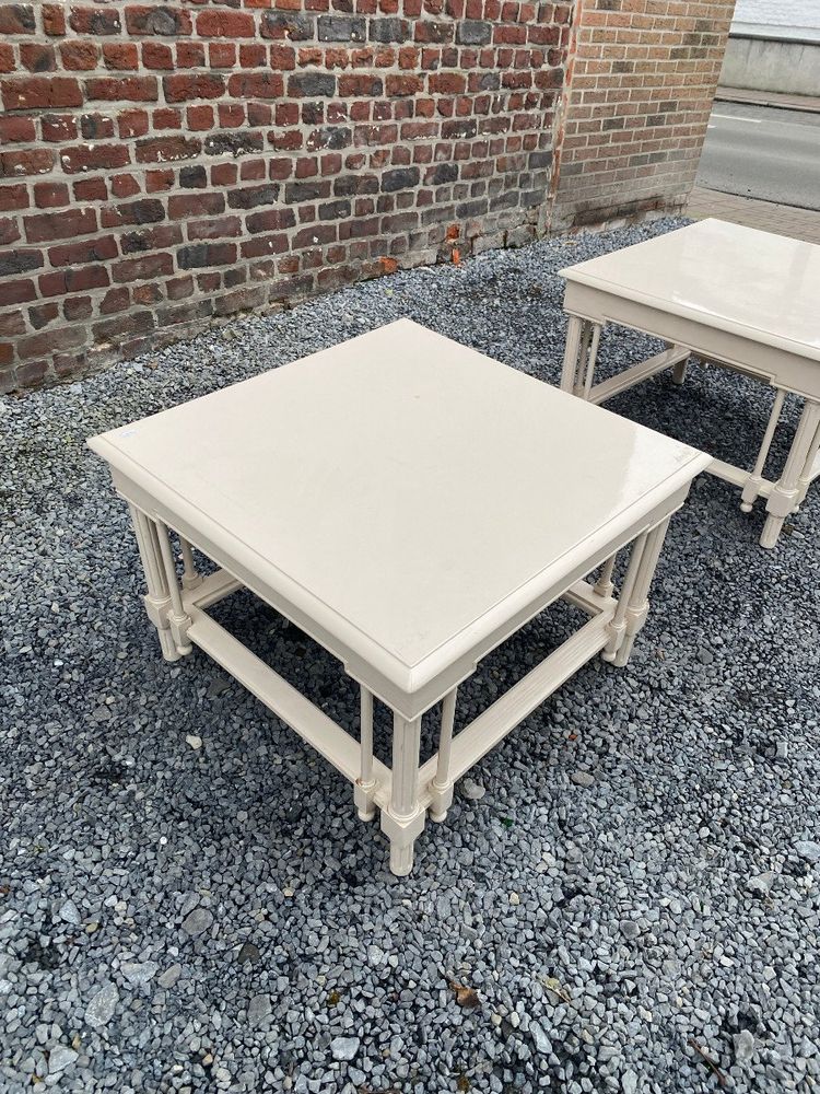 Paire De Grandes Tables d'Appoint En Bois Laqué De Style Néo Classique, Maison Et Jardin, 1970