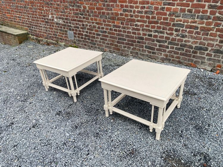 Paire De Grandes Tables d'Appoint En Bois Laqué De Style Néo Classique, Maison Et Jardin, 1970