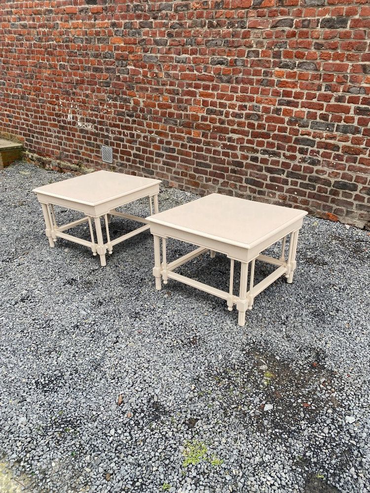 Paire De Grandes Tables d'Appoint En Bois Laqué De Style Néo Classique, Maison Et Jardin, 1970