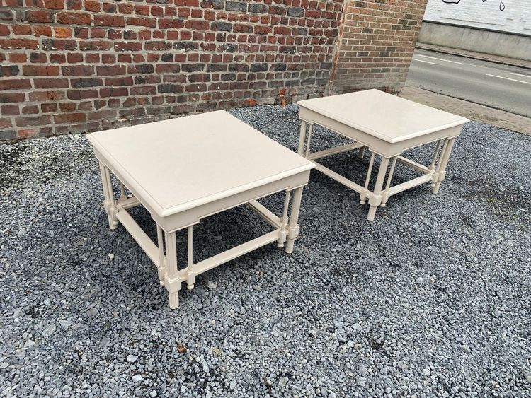 Paire De Grandes Tables d'Appoint En Bois Laqué De Style Néo Classique, Maison Et Jardin, 1970