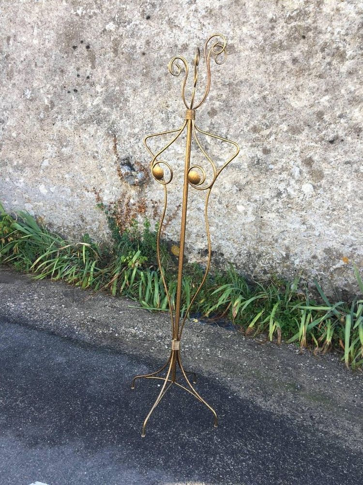 grand Valet De Pied Ou Serviteur Muet En Métal Doré , Circa 1970/1980