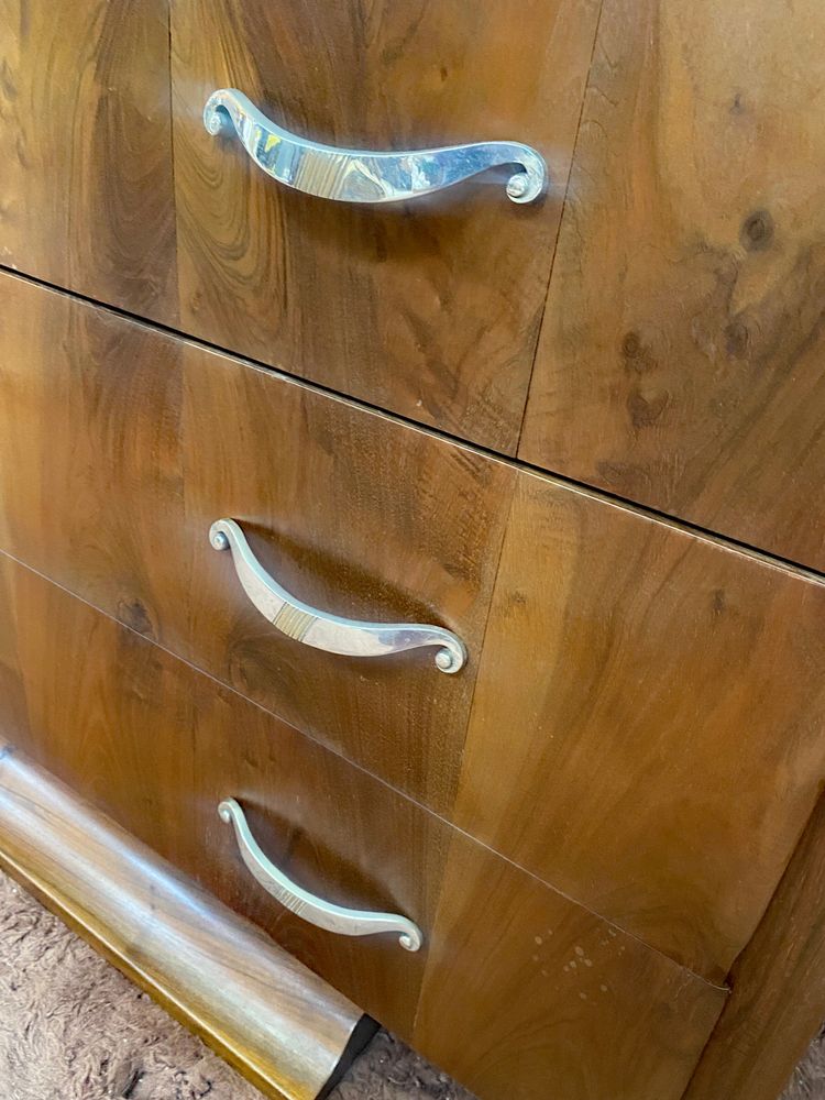 Elegante cassettiera Art Déco in palissandro e bronzo nichelato 1930 circa