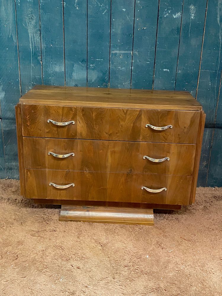 Elegante cassettiera Art Déco in palissandro e bronzo nichelato 1930 circa