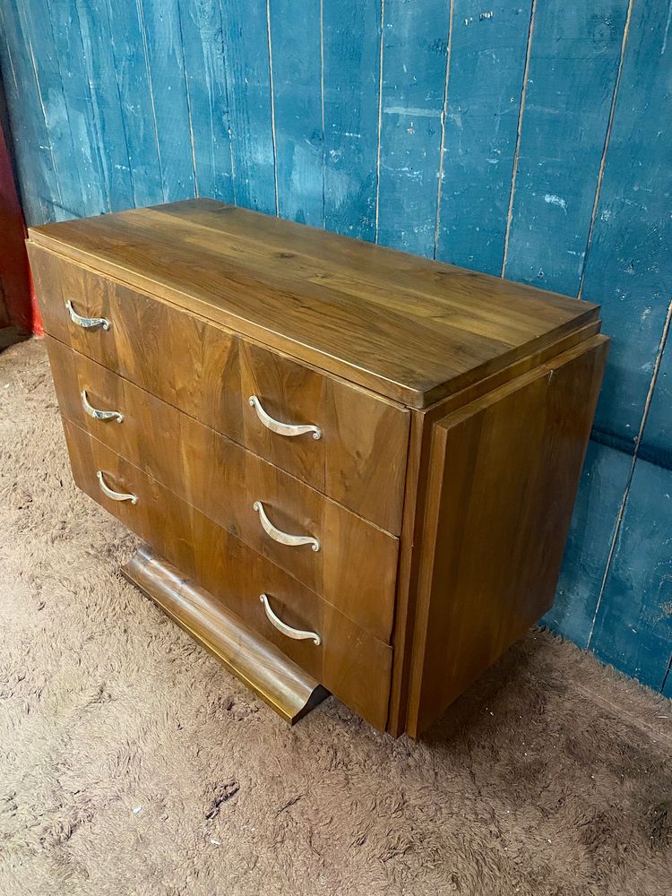 Elegante cassettiera Art Déco in palissandro e bronzo nichelato 1930 circa