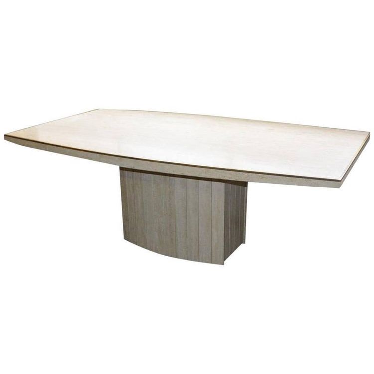 Jean Charles, Grande Table En Travertin Et Laiton Vers 1970/1980