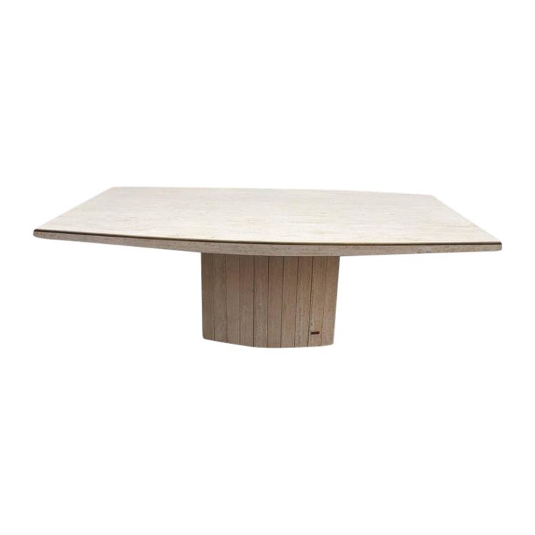 Jean Charles, Grande Table En Travertin Et Laiton Vers 1970/1980