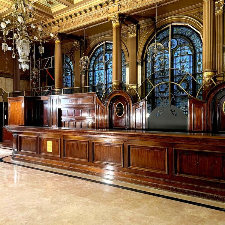 Large hotel reception counter (11.5m) with back counter (16.9m)