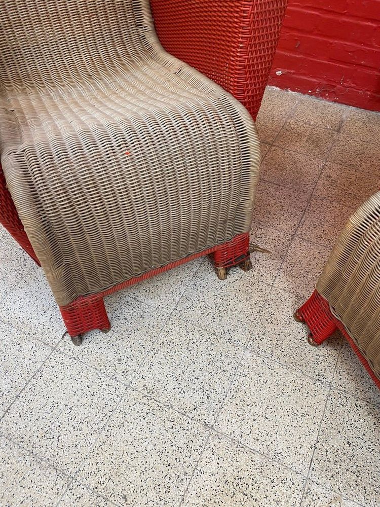 Paire De Fauteuils Art Déco En Rotin Circa 1930