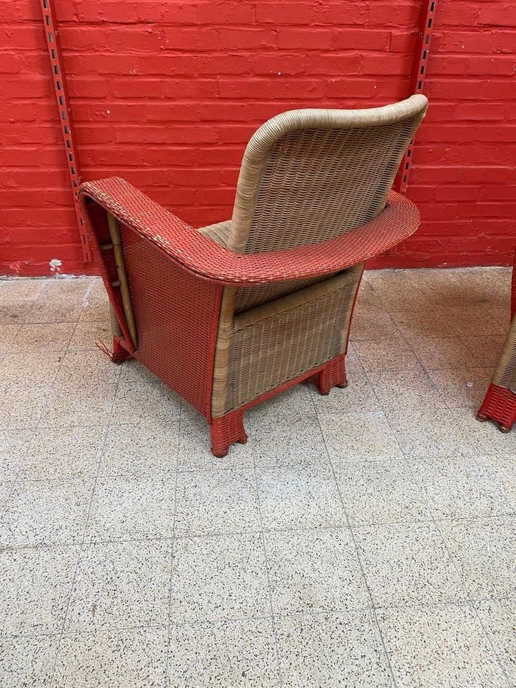 Paire De Fauteuils Art Déco En Rotin Circa 1930