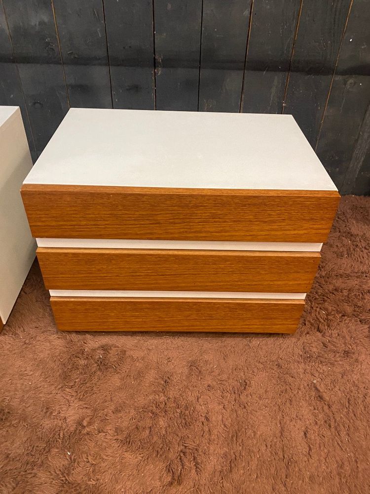 Coppia di testiere in legno laccato e palissandro 1960 circa