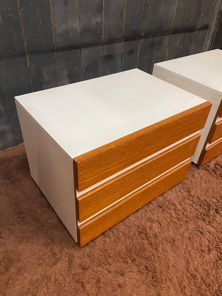 Coppia di testiere in legno laccato e palissandro 1960 circa