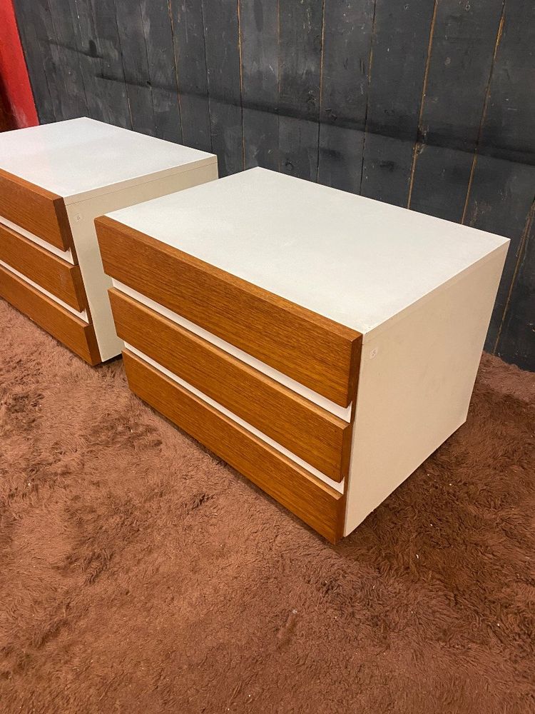 Coppia di testiere in legno laccato e palissandro 1960 circa